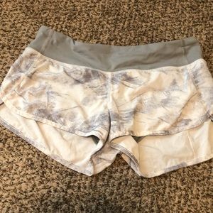 White and gray lululemon shorts size 6.